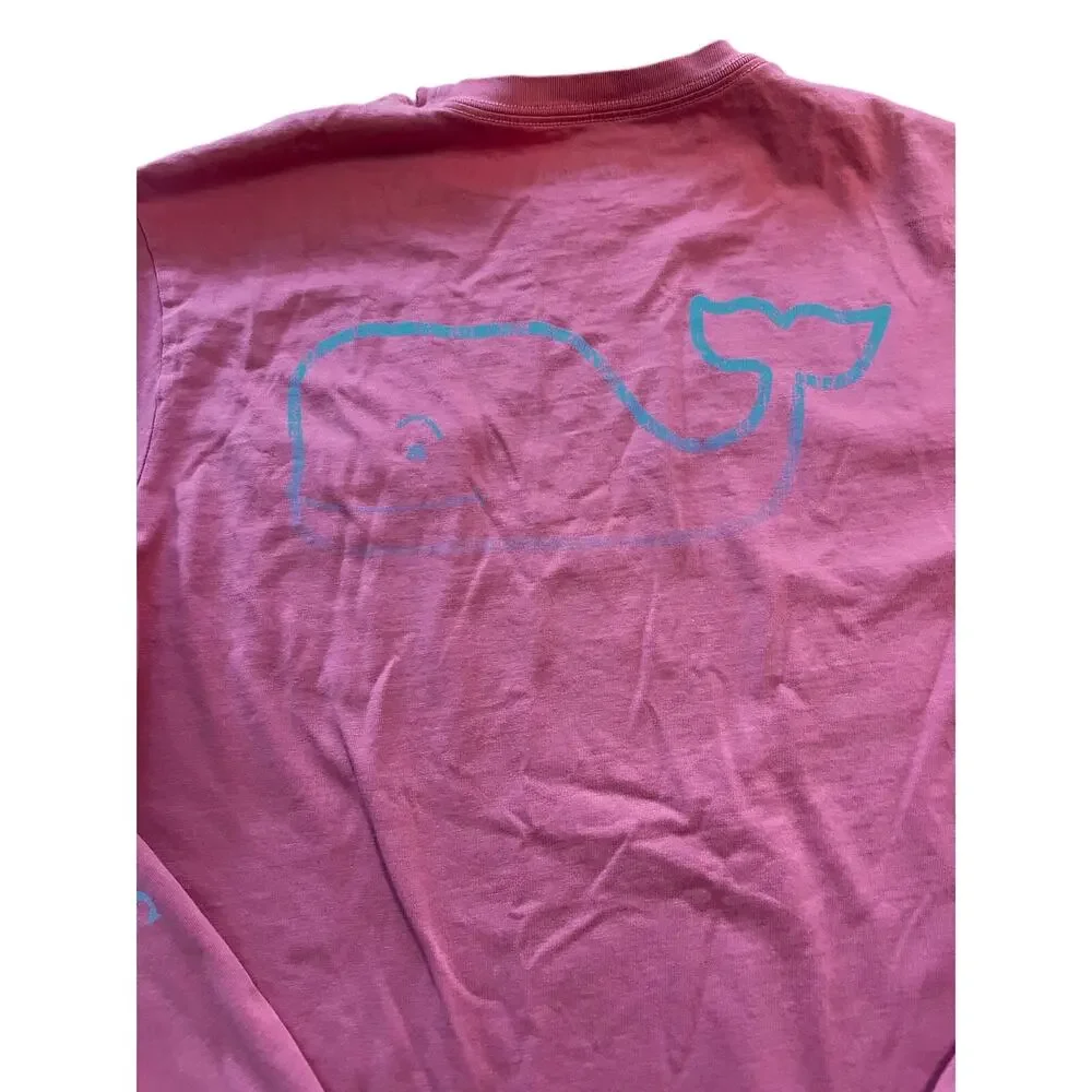 Vineyard Vines Pink Long Sleeve Whale Logo Pocket Graphic T-Shirt | Small
